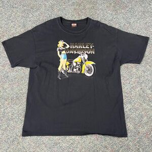 Harley Davidson black biker tee with pin-up girl graphic